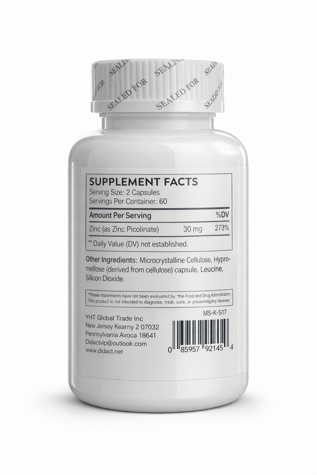 ZINC PICOLINATE X 30 MG 120 CAPSULAS