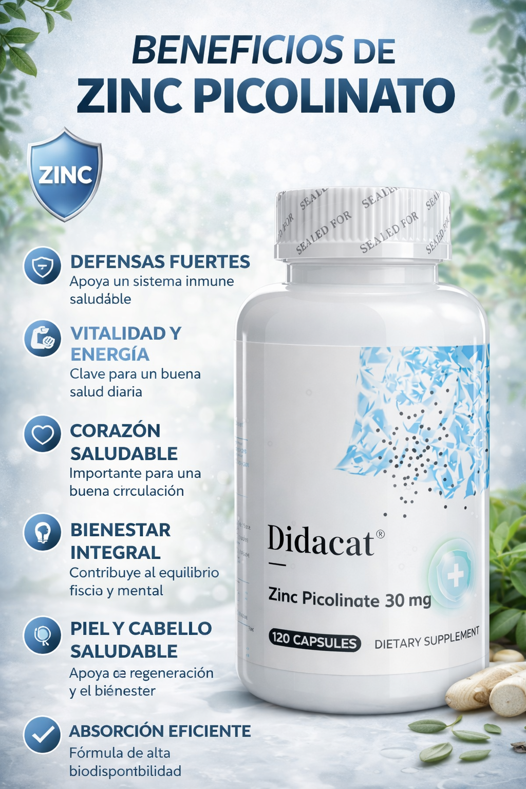 ZINC PICOLINATE X 30 MG 120 CAPSULAS