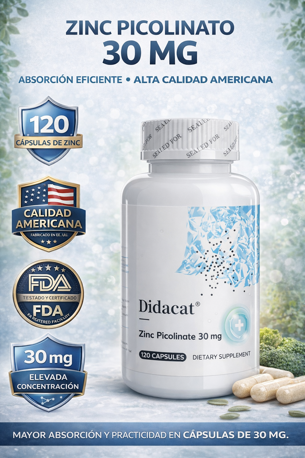 ZINC PICOLINATE X 30 MG 120 CAPSULAS