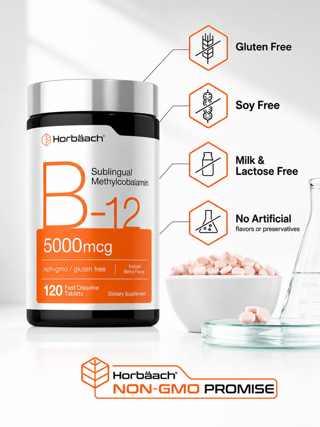 Vitamina B12 Methylcobalamina Horbaach 120 Cápsulas | Energía y Sistema Nervioso