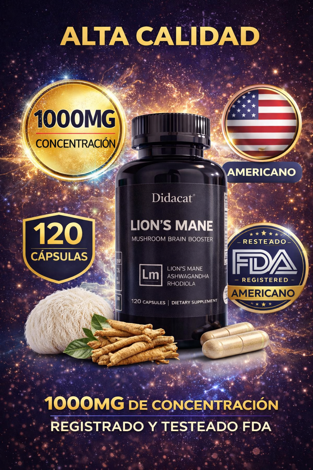 MELENA DE LEON X 1000 MG X 120 CAPSULAS