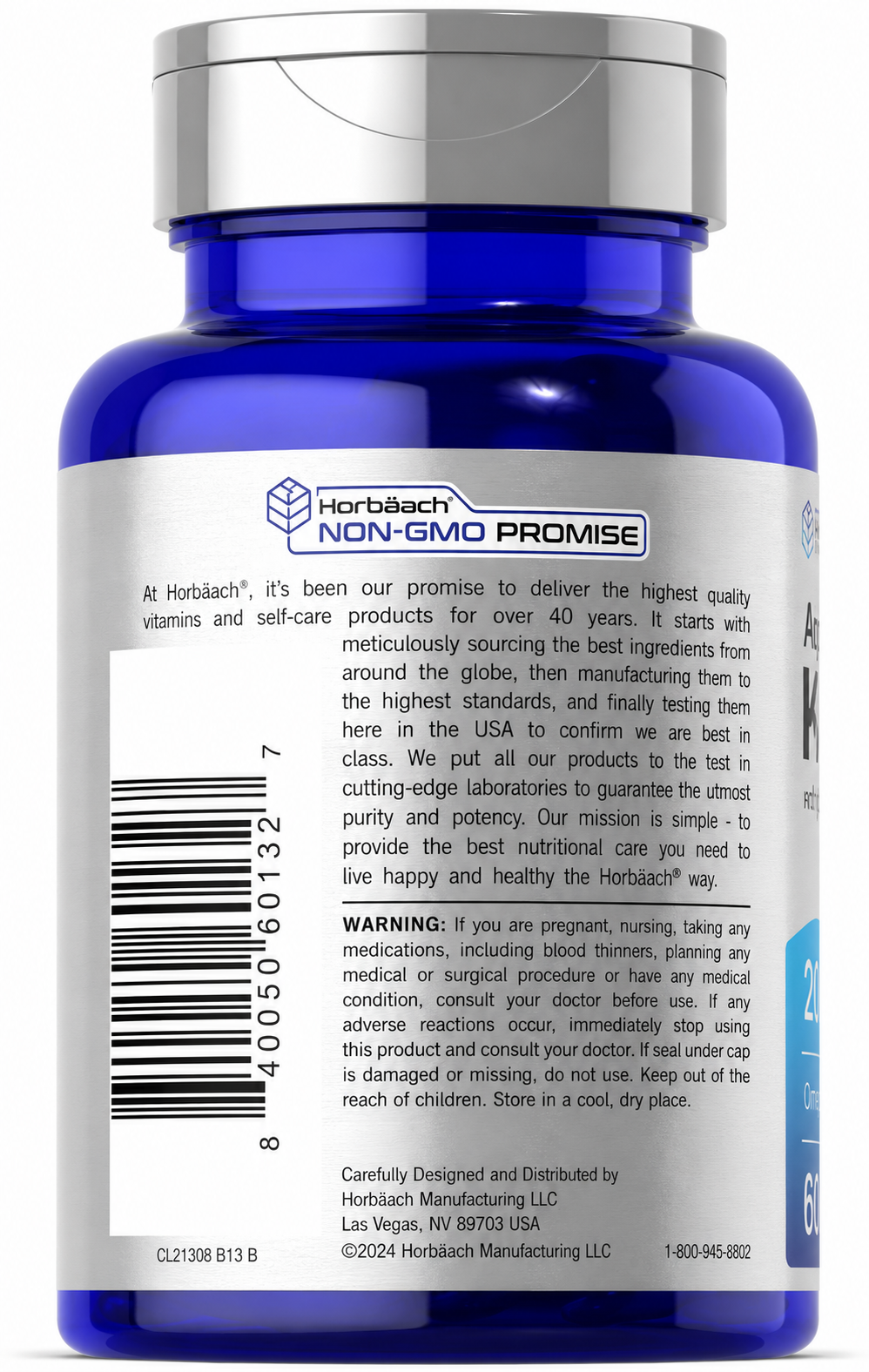 Aceite de Krill Antártico Horbaach 2000 mg | Omega 3 EPA DHA + Astaxantina | 60 Softgels