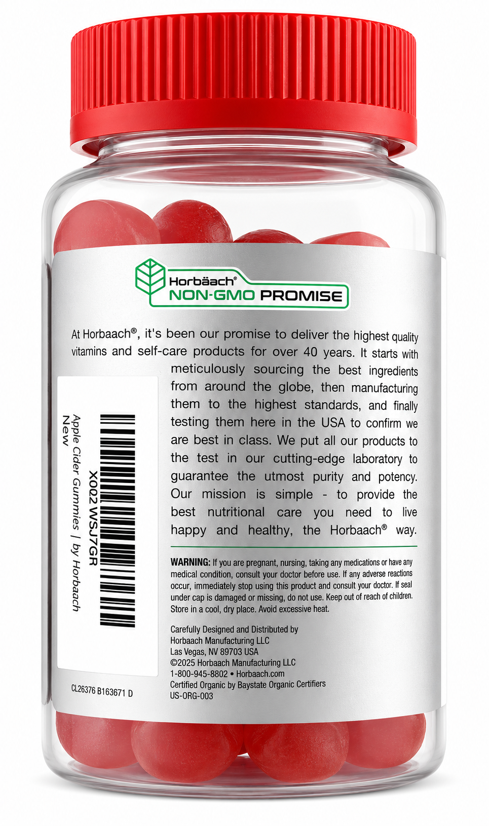 Gomitas de Vinagre de Manzana Horbaach 500 mg | Apple Cider Vinegar | 60 Gomitas