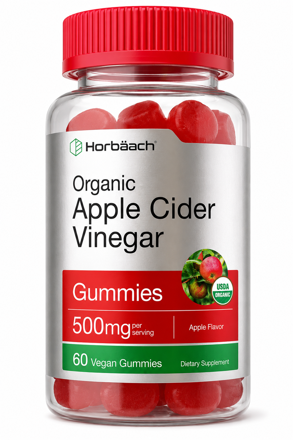 Gomitas de Vinagre de Manzana Horbaach 500 mg | Apple Cider Vinegar | 60 Gomitas