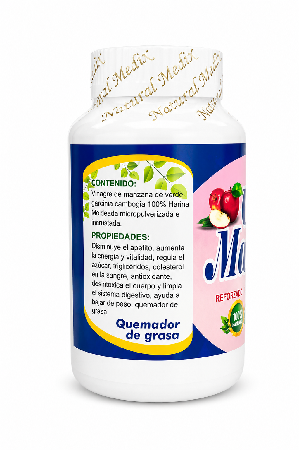 Vinagre de Manzana 500 mg 100 Cápsulas – Suplemento Natural