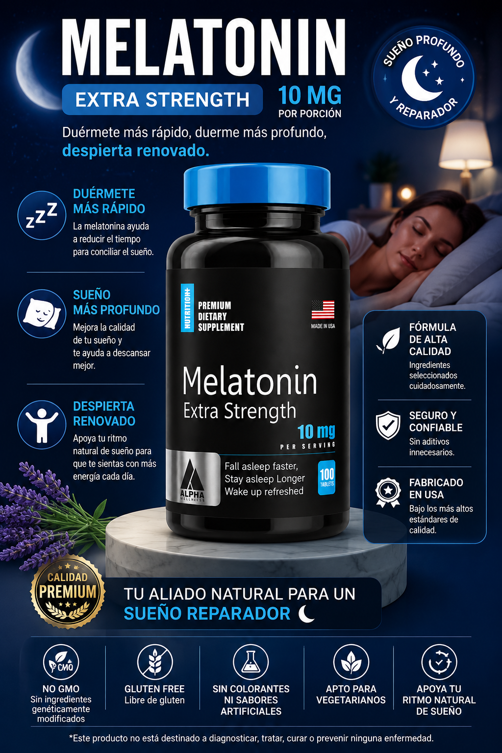 Melatonina 10 mg 100 Softgels – Suplemento para el Sueño