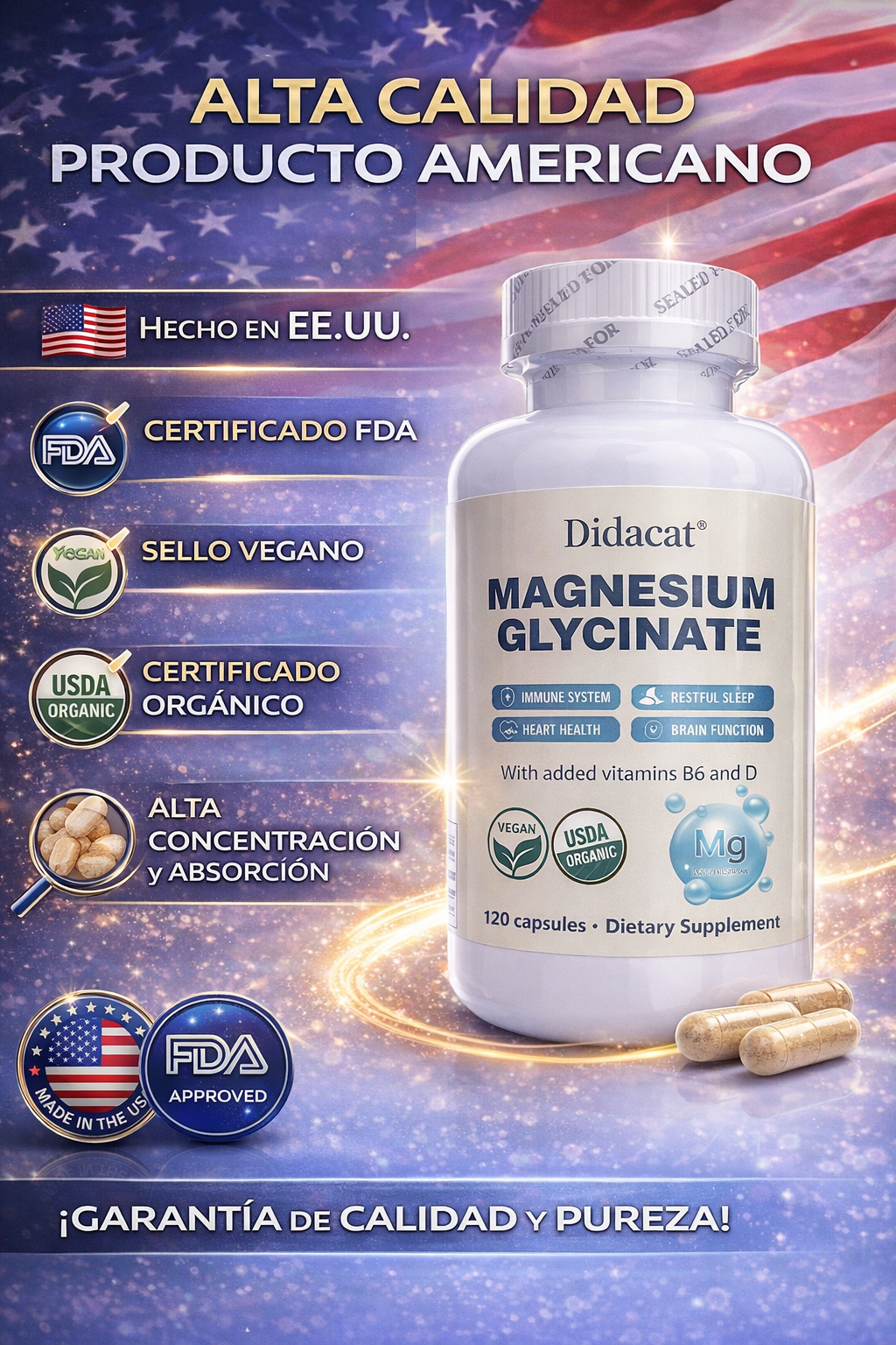 MAGNESIUM GLYCINATE 120 CAPSULAS 400 MG