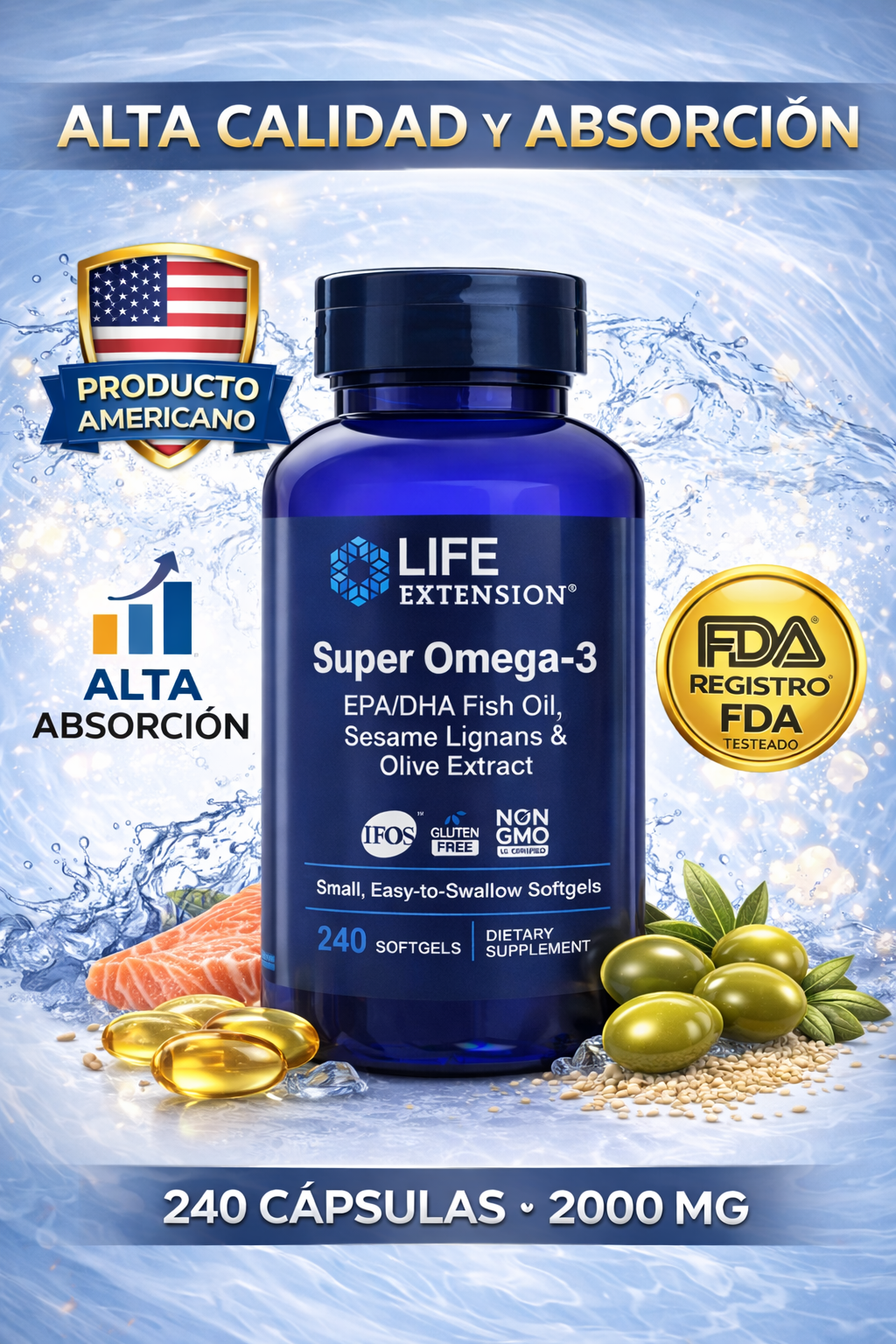 SUPER OMEGA 3 LIFE EXTENSION 240 SOFTGELS