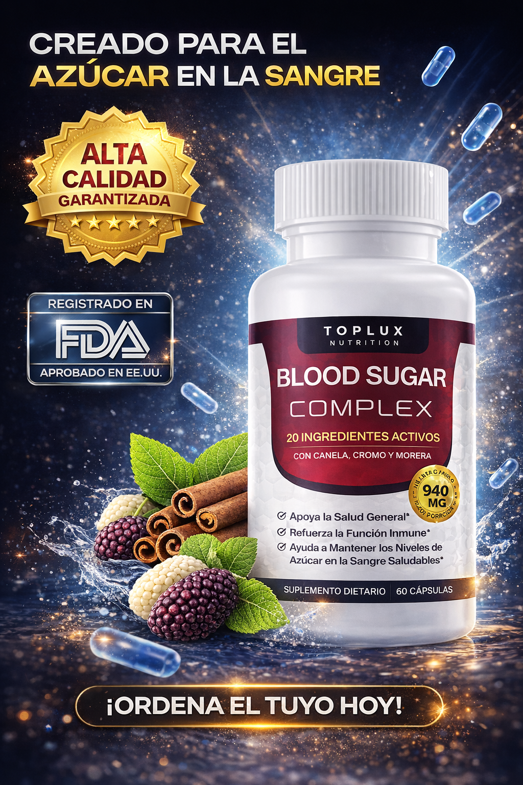 BLOOD SUGAR COMPLEX 940MG X 60 CAPSULAS