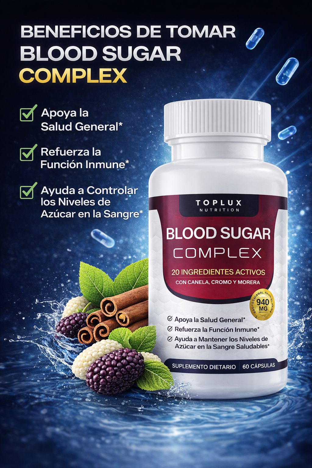 BLOOD SUGAR COMPLEX 940MG X 60 CAPSULAS