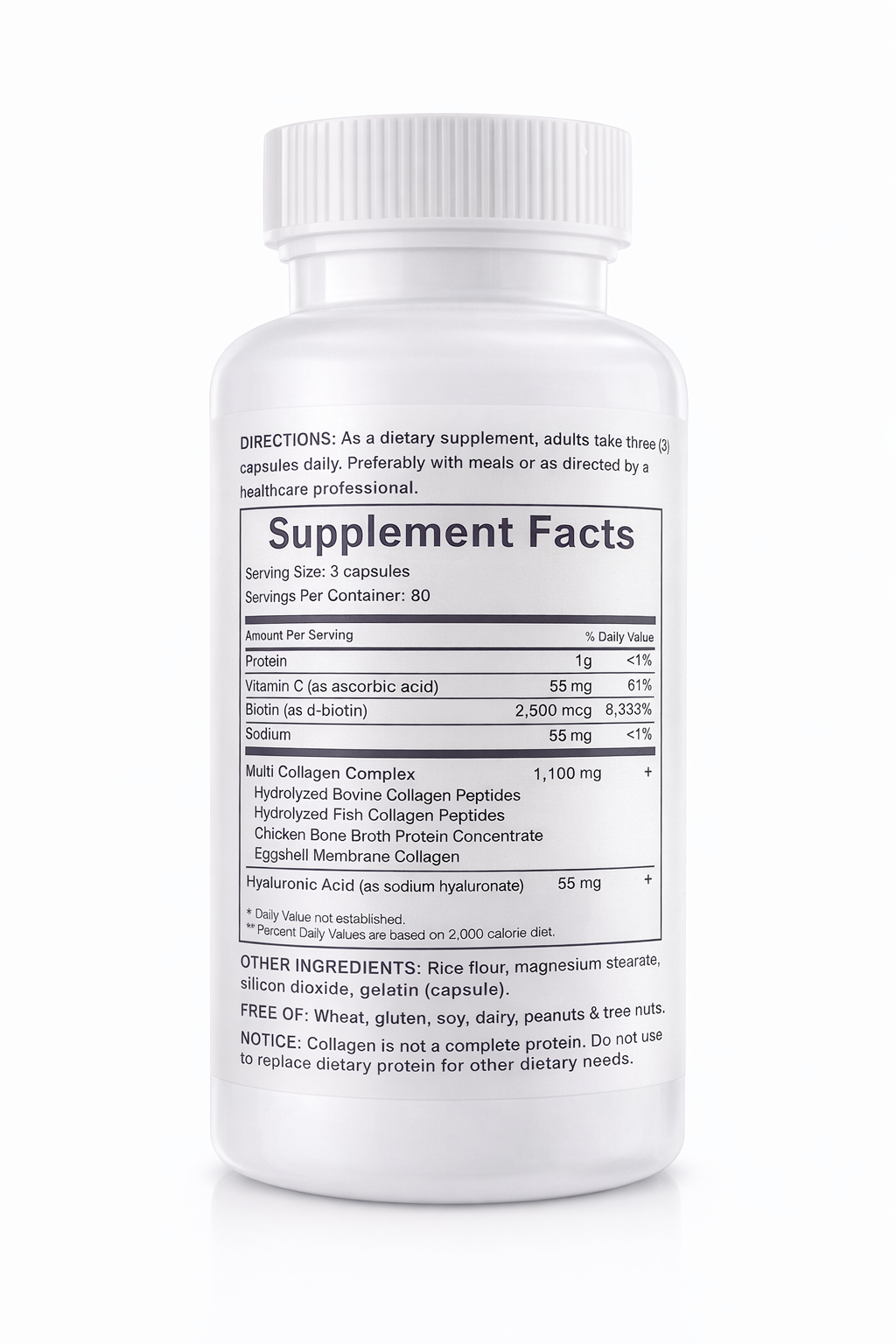COLAGENO COMPLEX +BIOTINA +VITAMINA C +ACIDO HYALURONICO X 240 CAPSULAS