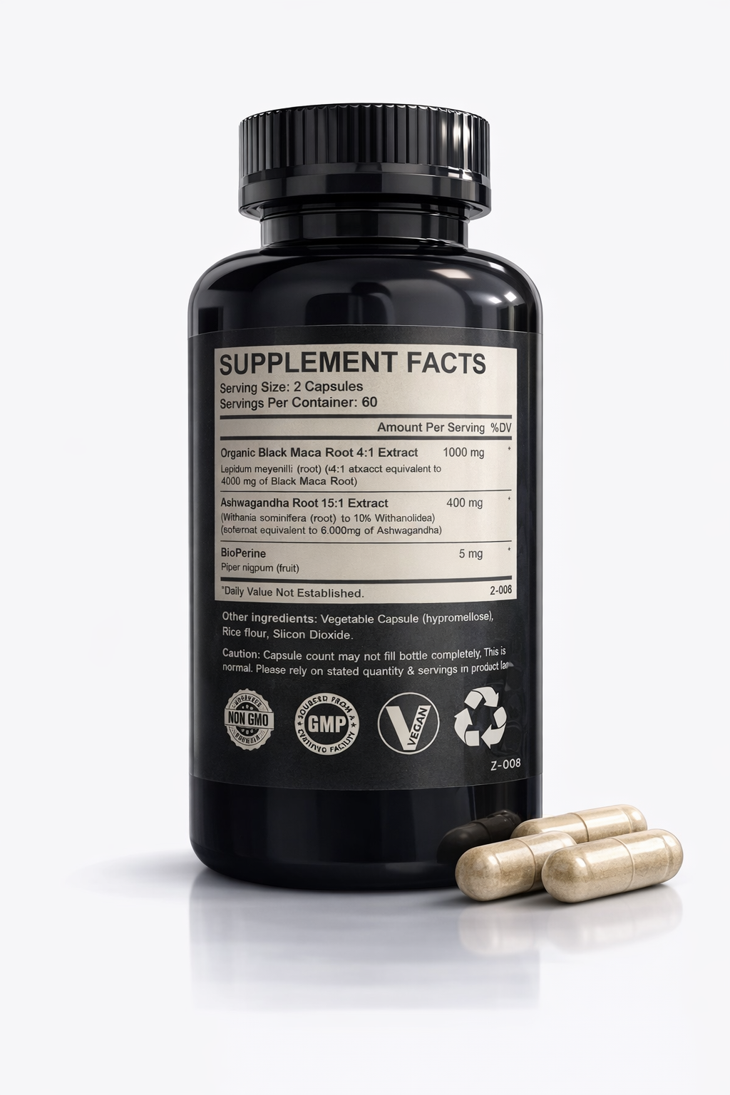 MACA NEGRA + ASHWAGANDHA X 1000 MG X 120 CAPSULAS