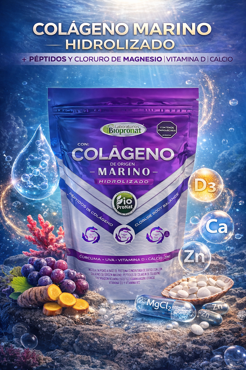 Colágeno Marino Hidrolizado 13000 mg — Piel Firme, Cabello Fuerte y Articulaciones Sin Dolor