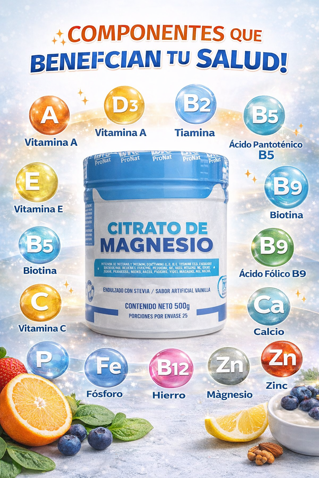 CITRATO DE MAGNESIO X 500 GR 2000 MG