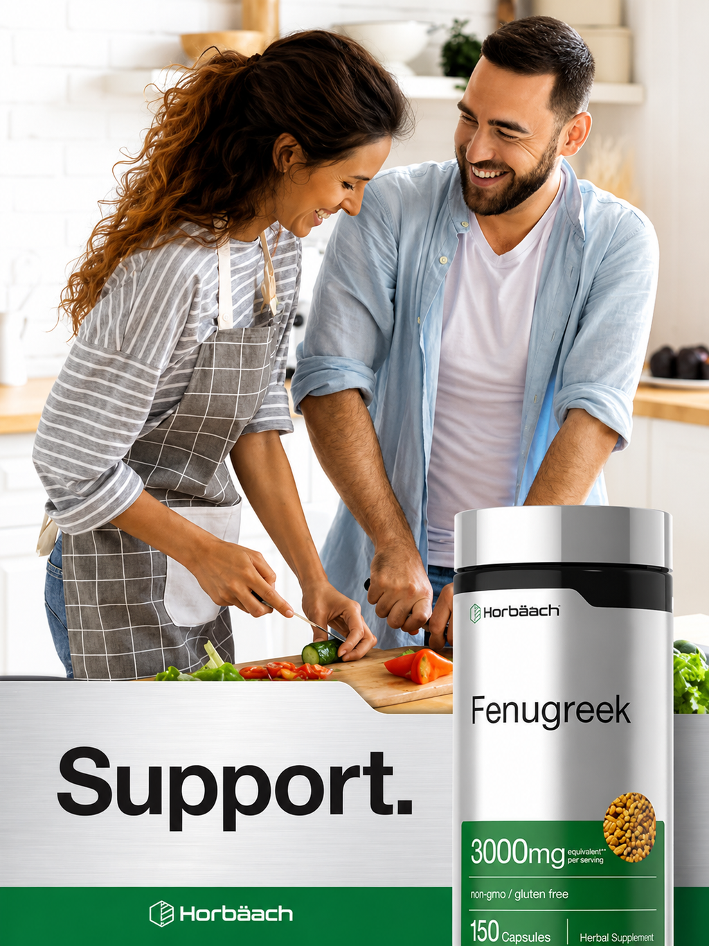 Fenogreco Horbäach 3000mg | 150 Cápsulas | Aumento de Glúteos y Busto