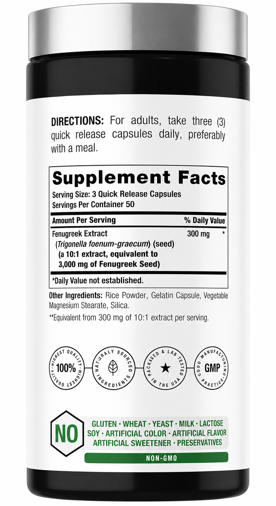 Fenogreco Horbäach 3000mg | 150 Cápsulas | Aumento de Glúteos y Busto