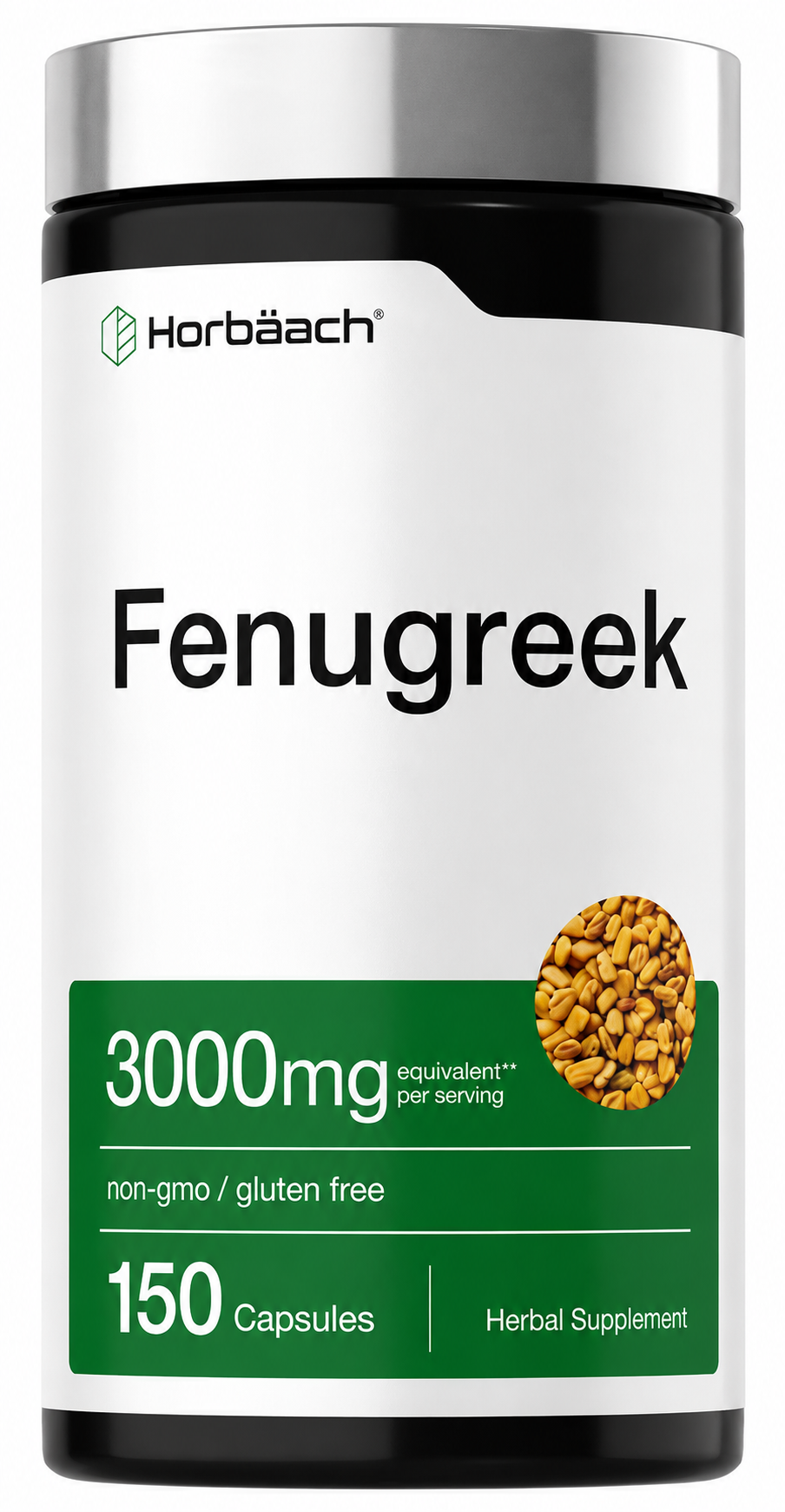 Fenogreco Horbäach 3000mg | 150 Cápsulas | Aumento de Glúteos y Busto