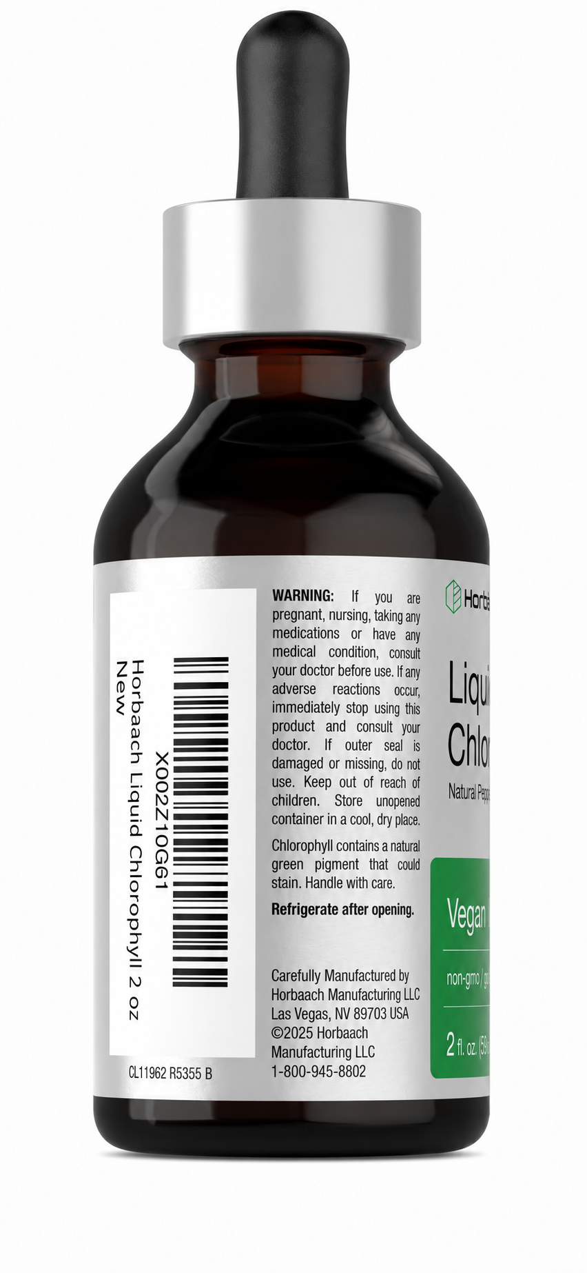 Clorofila Líquida Horbäach 59ml Sabor Menta Vegana — Suplemento Desintoxicante Natural