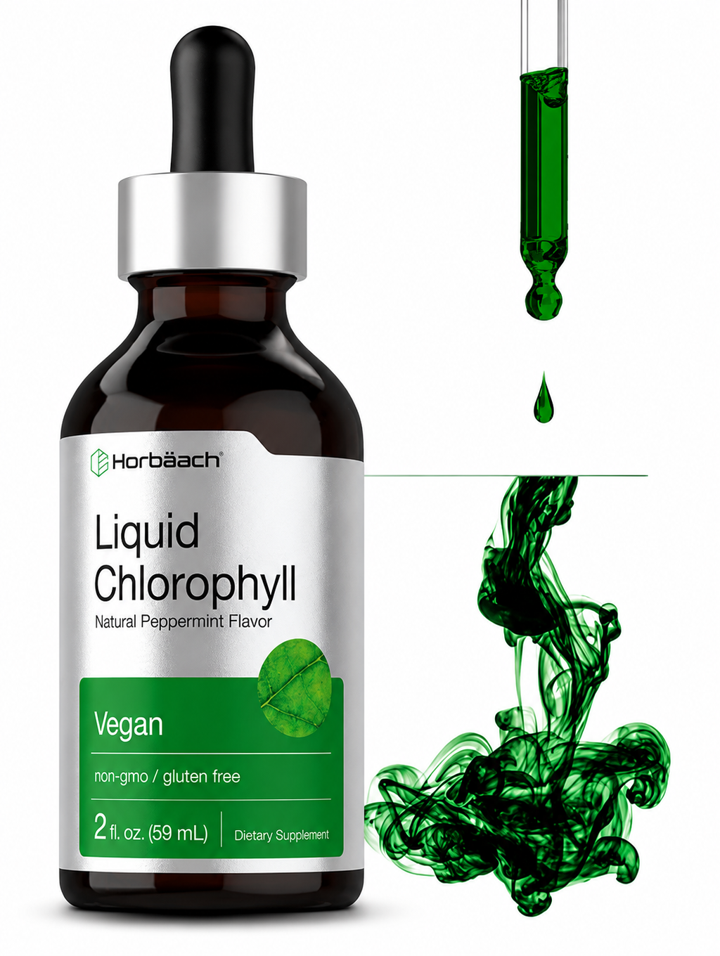 Clorofila Líquida Horbäach 59ml Sabor Menta Vegana — Suplemento Desintoxicante Natural