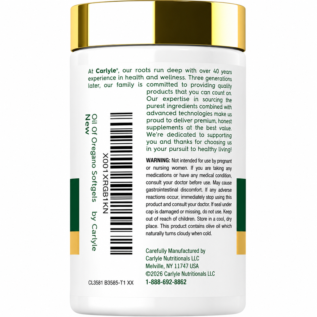 Aceite de Orégano Carlyle 4000mg | 150 Softgels | Antifúngico y Antibacterial Natural