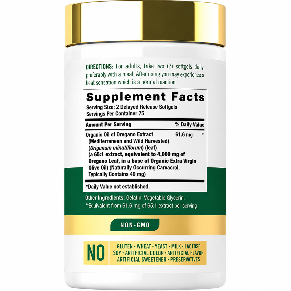 Aceite de Orégano Carlyle 4000mg | 150 Softgels | Antifúngico y Antibacterial Natural