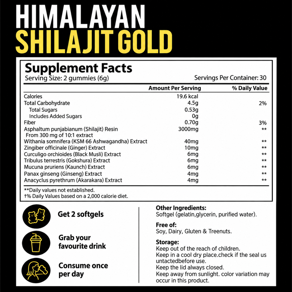 Shilajit 60 Gomitas | Energía y Vitalidad