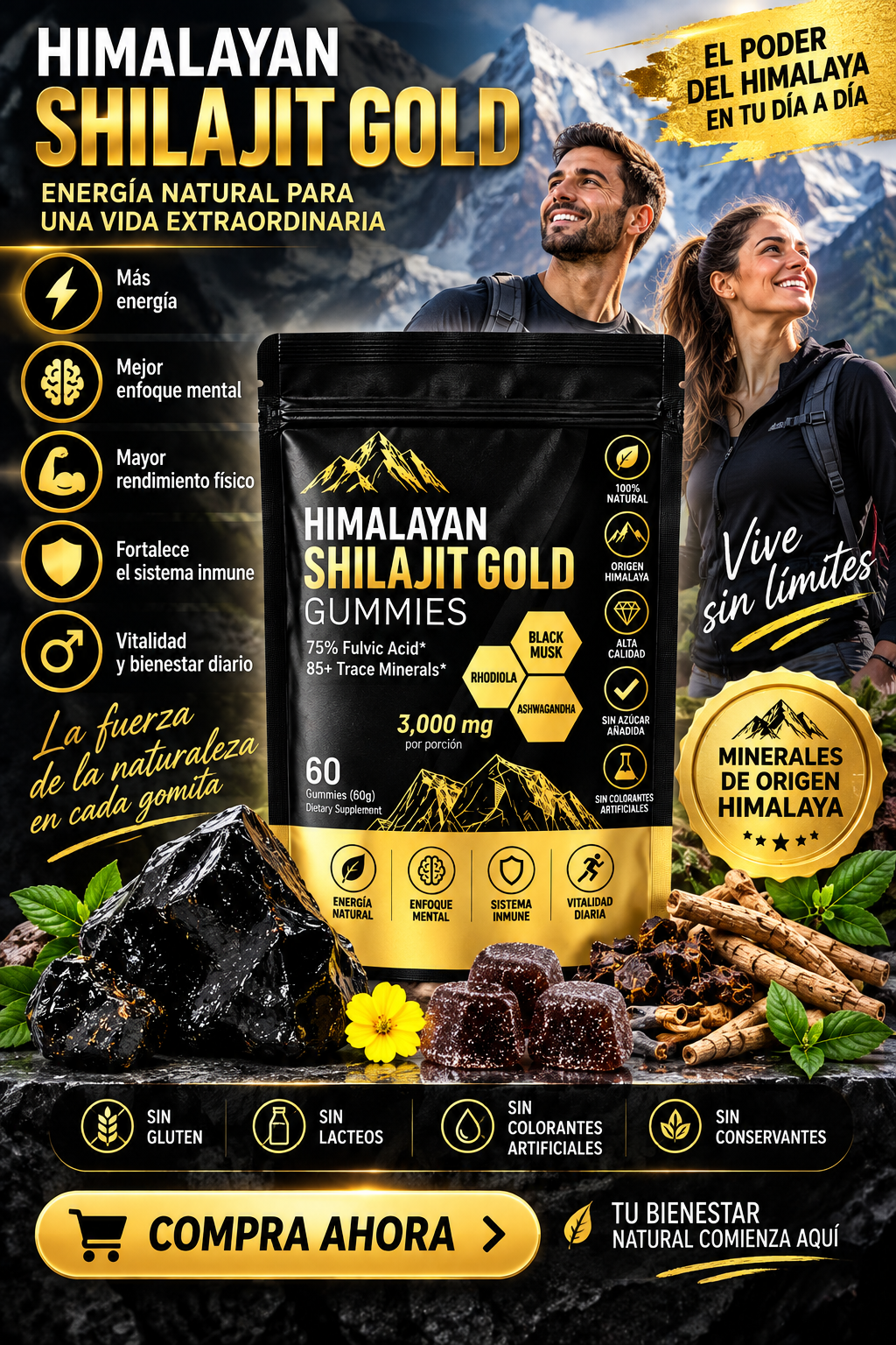 Shilajit 60 Gomitas | Energía y Vitalidad