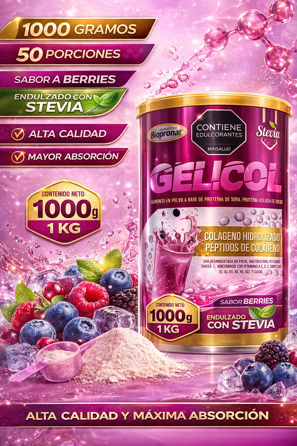 PEPTIDOS DE COLAGENO HIDROLIZADO X 1000 GR