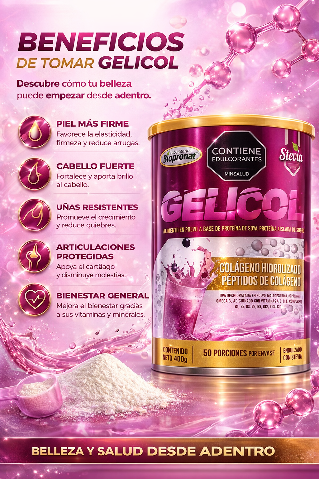 PEPTIDOS DE COLAGENO HIDROLIZADO X 1000 GR
