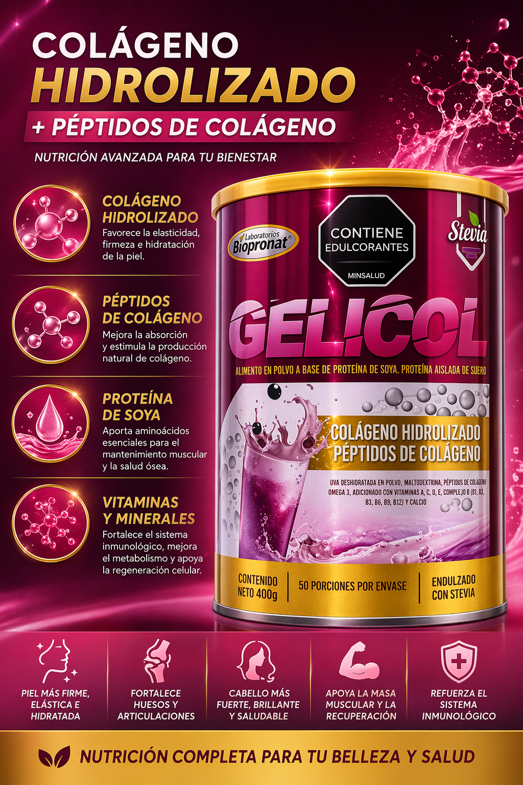 PEPTIDOS DE COLAGENO HIDROLIZADO X 1000 GR