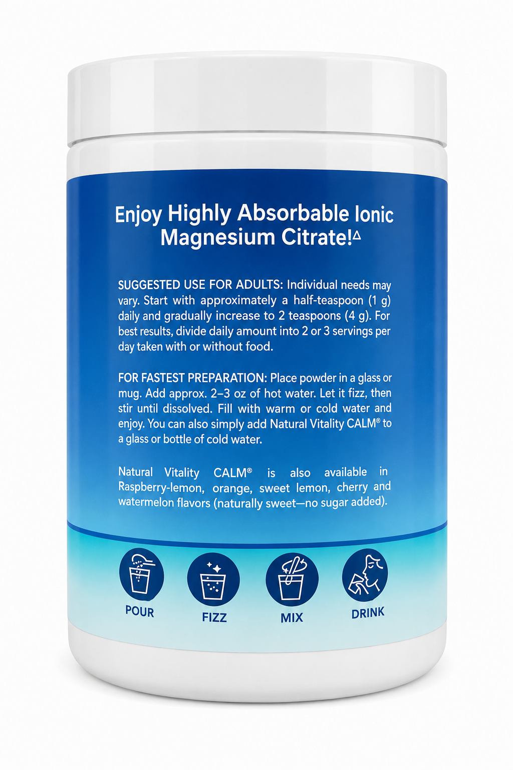 Maxcalm Magnesio Citrato + Glicinato 350mg | 453g | Natural Vitality