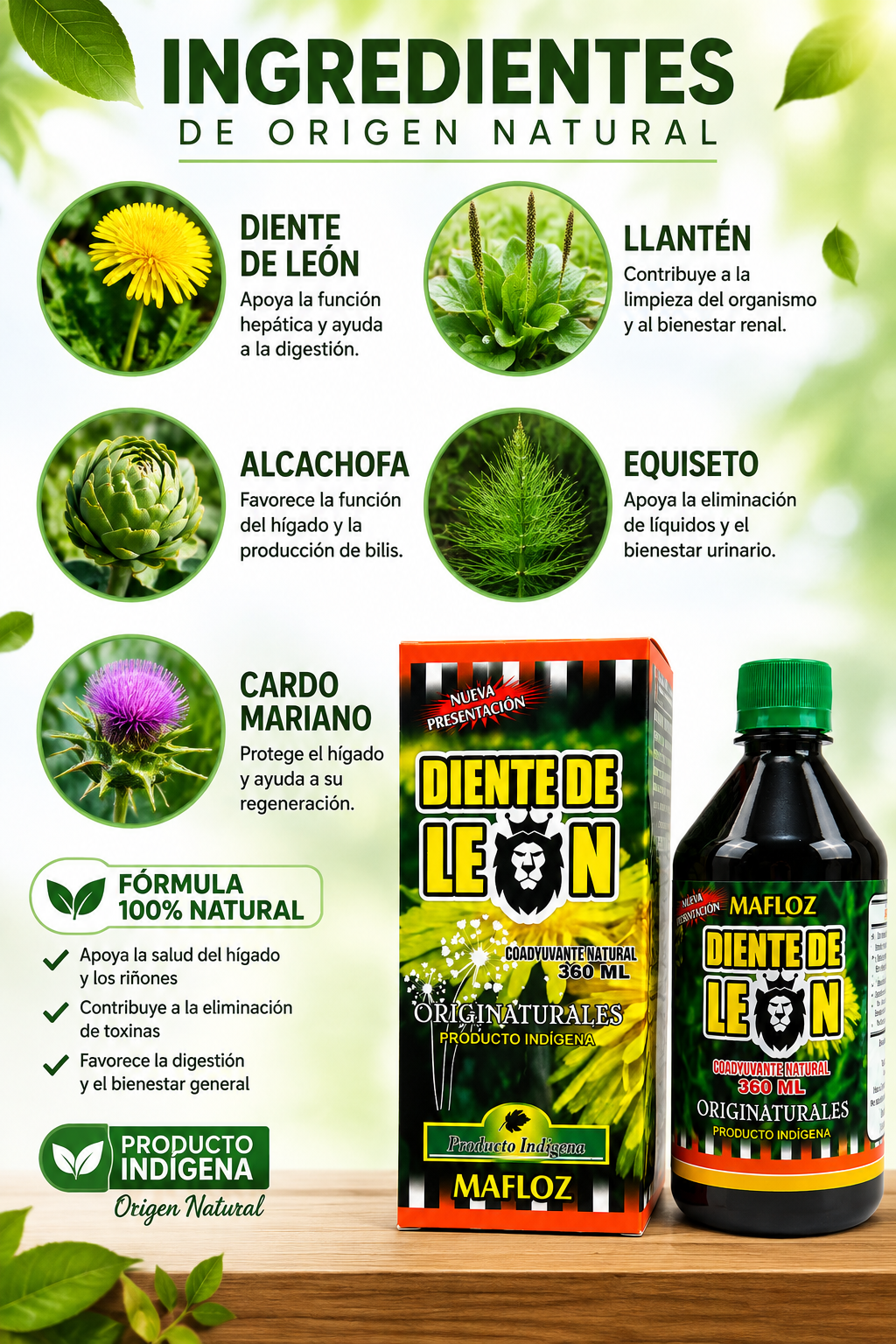 Extracto de Diente de León 360 ml | Depuración Hepática Natural | MAFLOZ