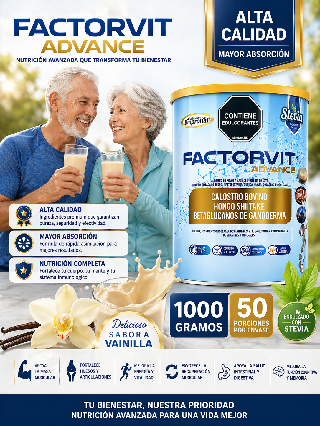 FACTORVIT ADVANCE CALOSTRO BOVINO 1000 G | SUPLEMENTO INMUNOLÓGICO