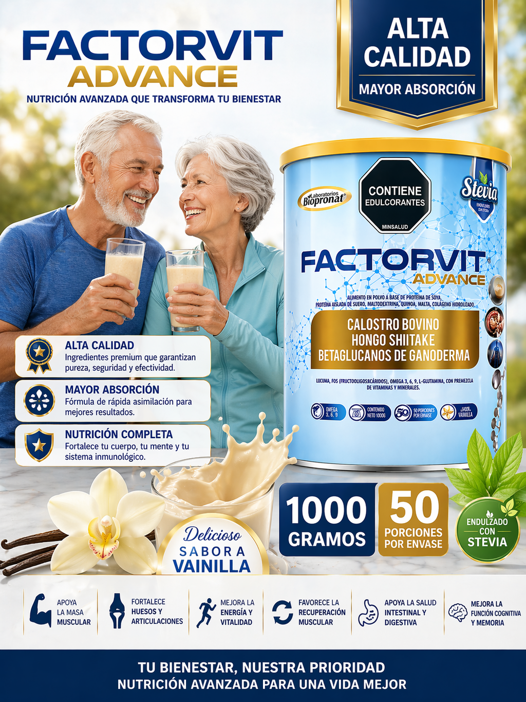 FACTORVIT ADVANCE CALOSTRO BOVINO 1000 G | SUPLEMENTO INMUNOLÓGICO