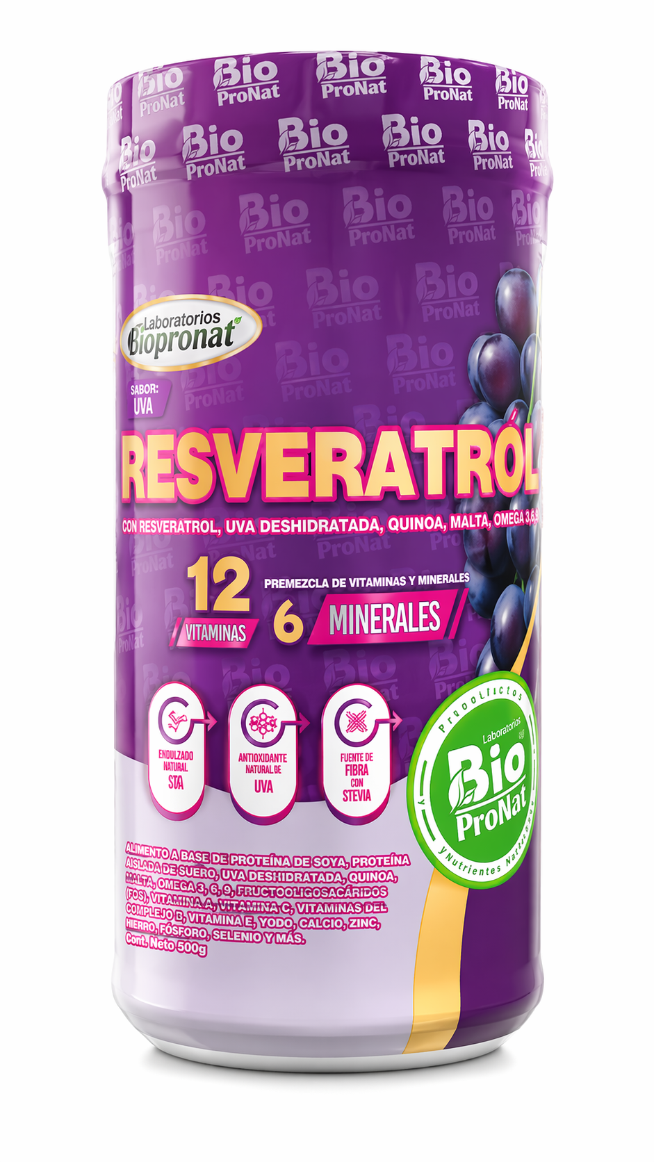 RESVERATROL CON COLÁGENO HIDROLIZADO 700 G | 12 VITAMINAS Y 6 MINERALES