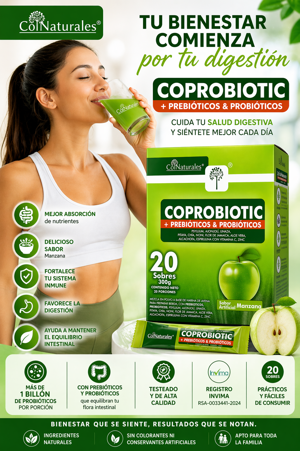 CORPROBIOTIC PROBIÓTICOS Y PREBIÓTICOS X 20 SOBRES | SALUD DIGESTIVA