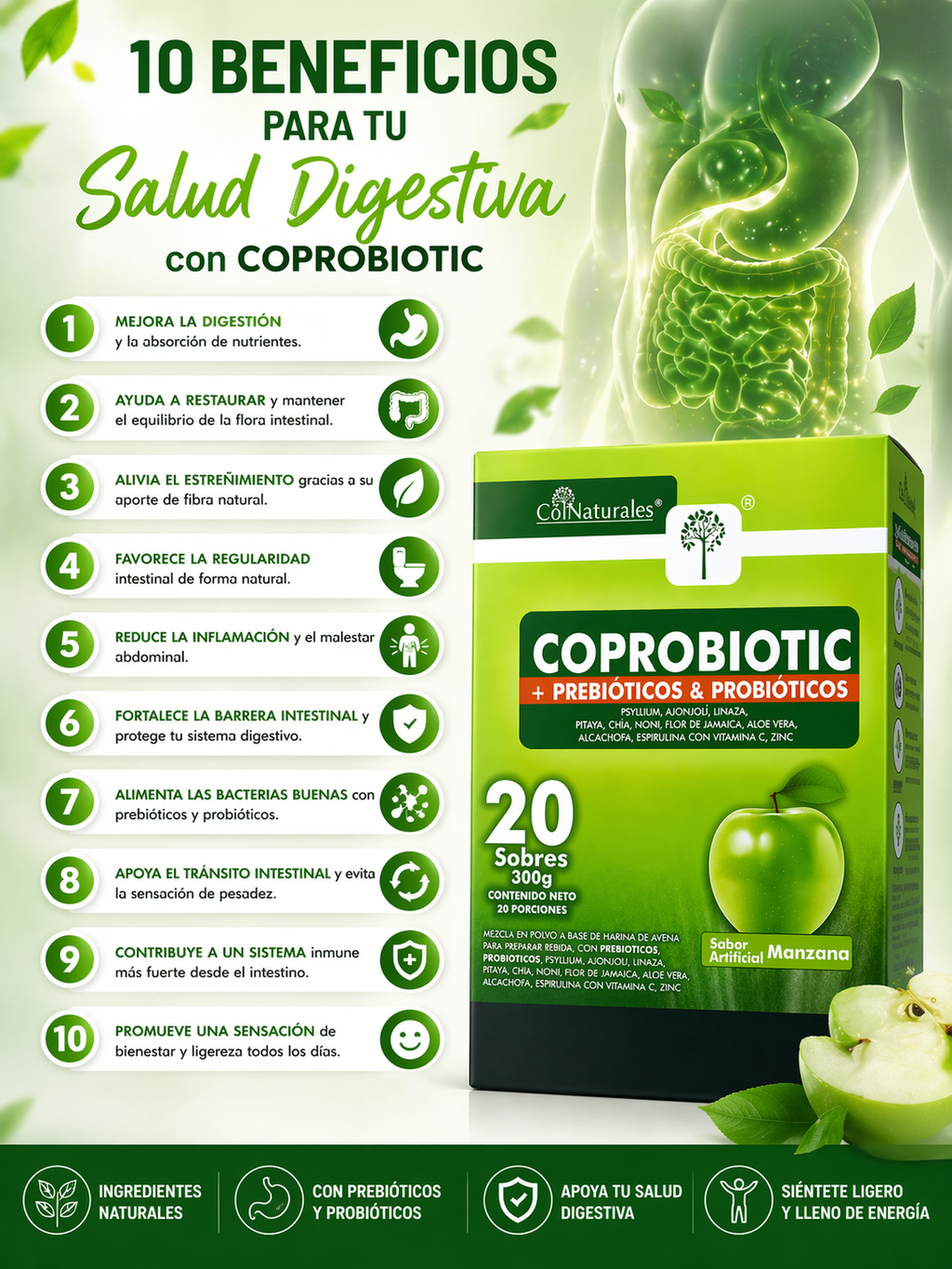 CORPROBIOTIC PROBIÓTICOS Y PREBIÓTICOS X 20 SOBRES | SALUD DIGESTIVA
