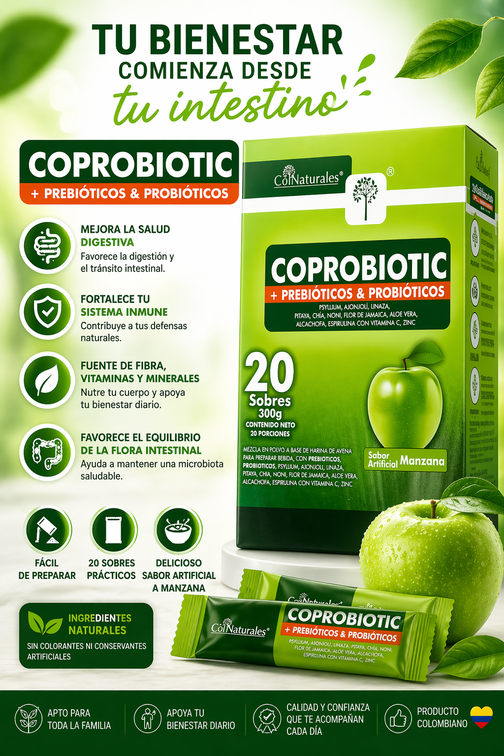CORPROBIOTIC PROBIÓTICOS Y PREBIÓTICOS X 20 SOBRES | SALUD DIGESTIVA
