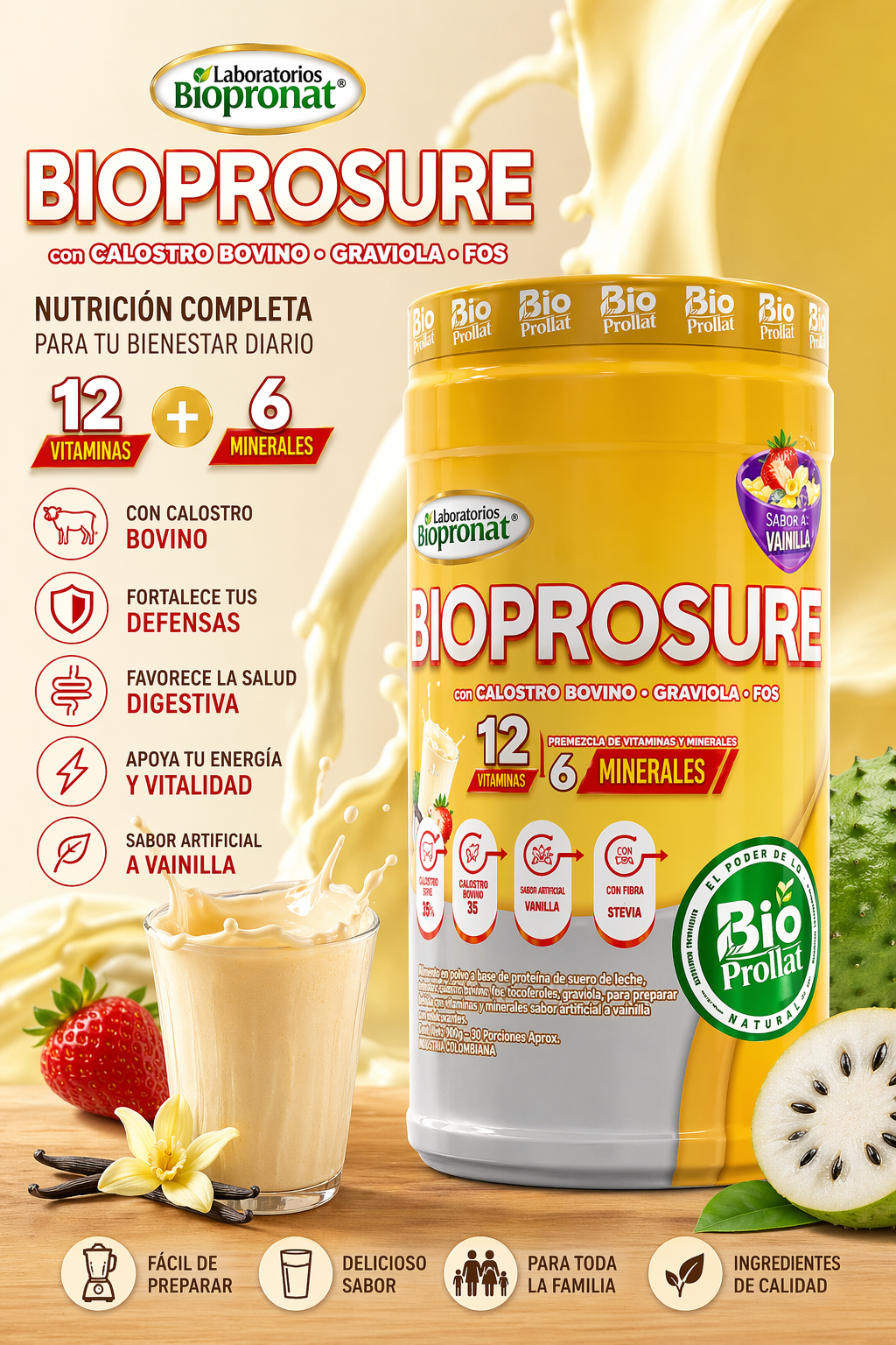 BIOPROSURE KIDS MULTIVITAMÍNICO PARA NIÑOS 700 G | 12 VITAMINAS Y 6 MINERALES