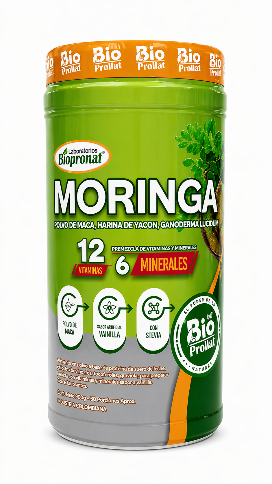 BIO MORINGA MULTIVITAMÍNICO NATURAL 700 G | MORINGA, CÚrcuma, Ganóderma y Yacón