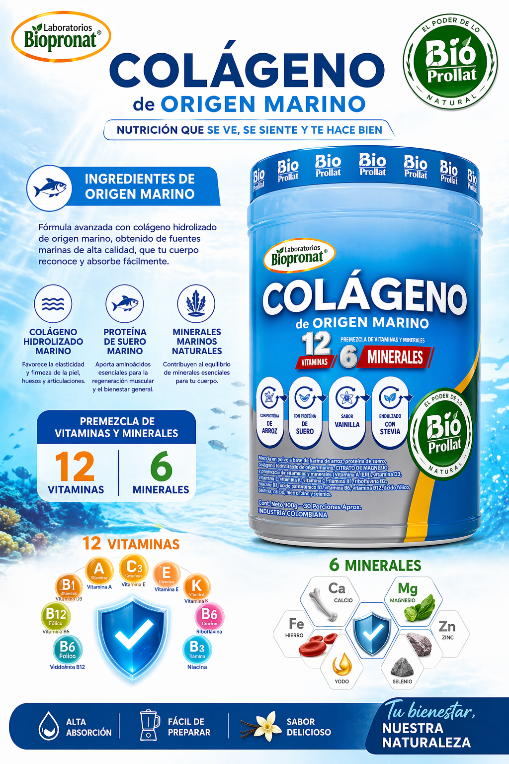 COLÁGENO MARINO HIDROLIZADO 700 G | 12 VITAMINAS, 6 MINERALES Y RESVERATROL