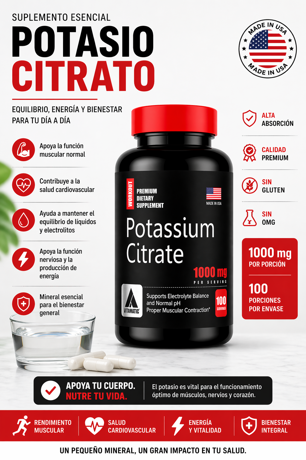 CITRATO DE POTASIO 1000 MG X 100 SOFTGELS | ELECTROLITOS, MÚSCULOS Y CORAZÓN