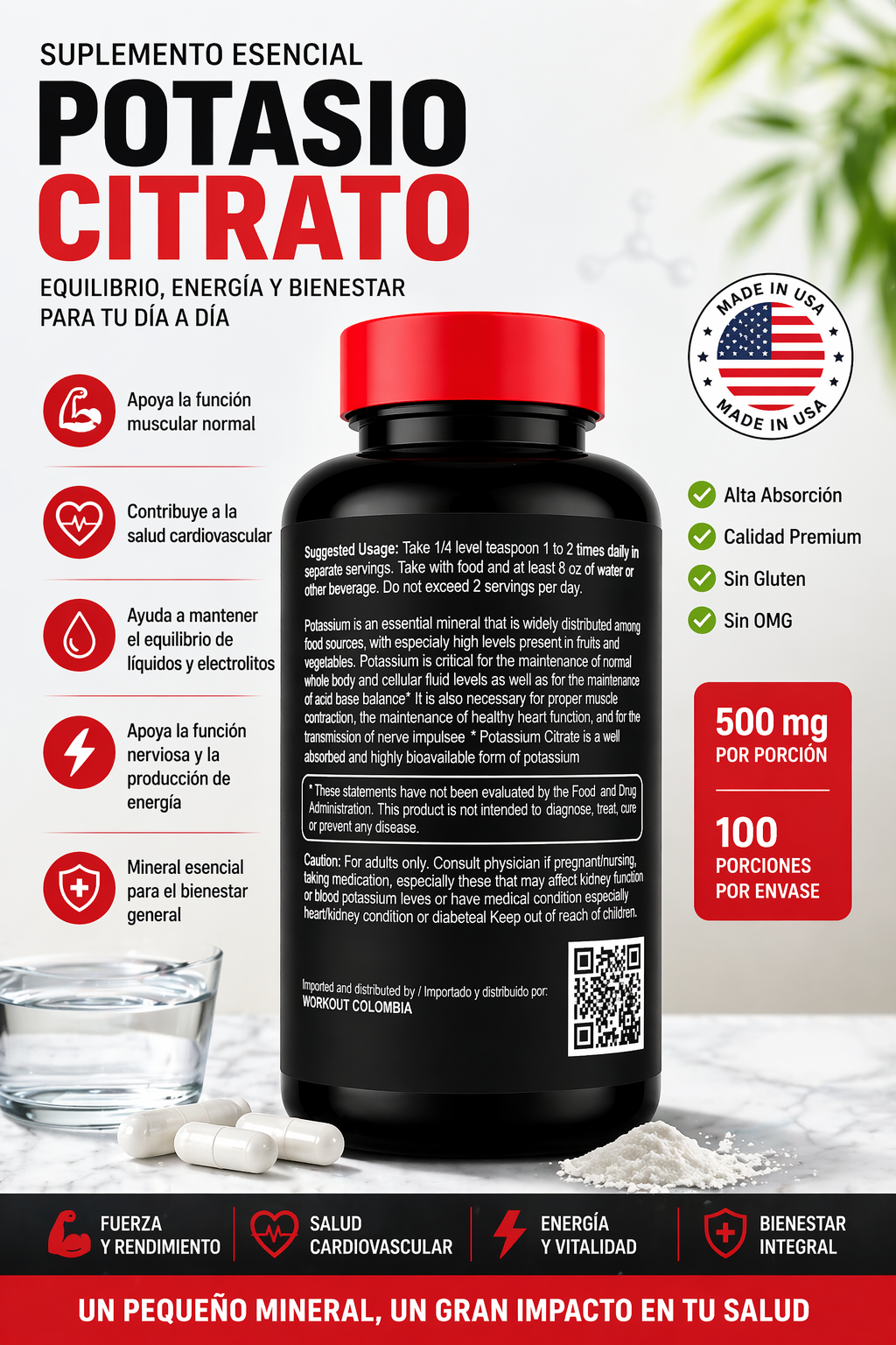 CITRATO DE POTASIO 1000 MG X 100 SOFTGELS | ELECTROLITOS, MÚSCULOS Y CORAZÓN