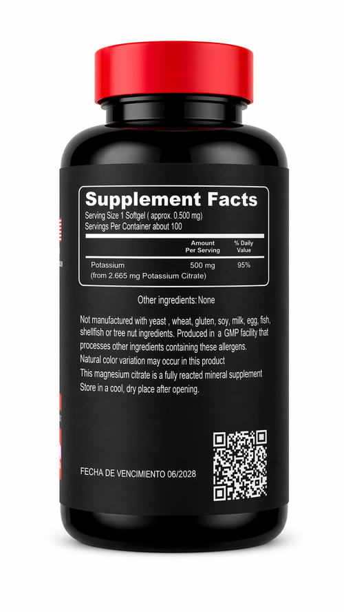 CITRATO DE POTASIO 1000 MG X 100 SOFTGELS | ELECTROLITOS, MÚSCULOS Y CORAZÓN