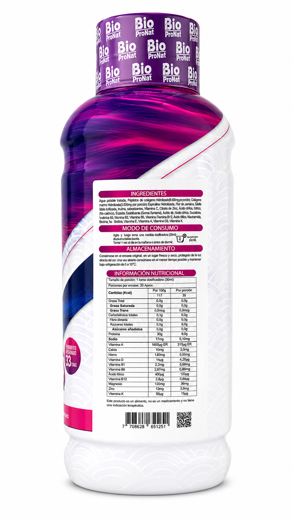 Colágeno Marino Líquido 1000 ml – 33 Servicios | Biopronat