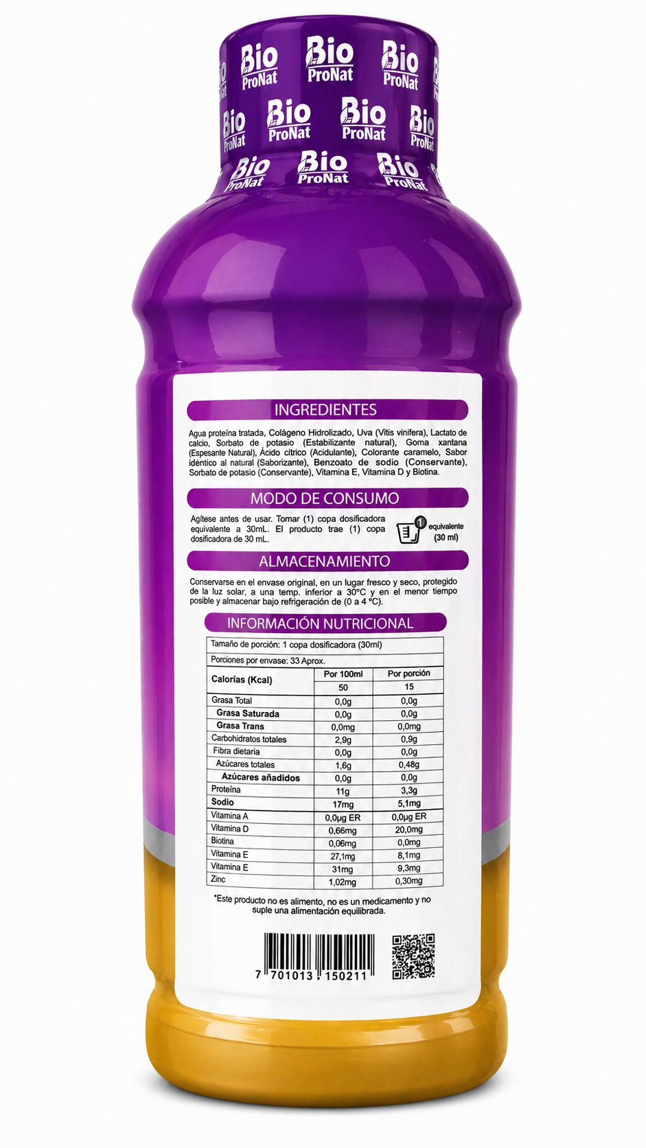 Colágeno Hidrolizado Péptidos Líquido 1000 ml | Biopronat