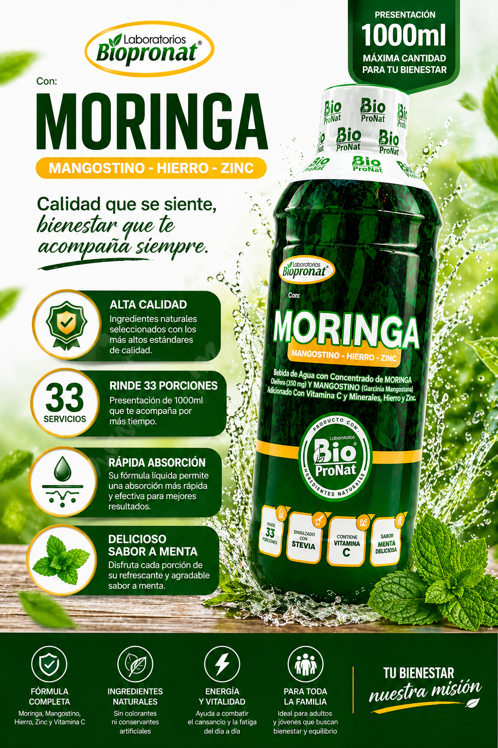 Moringa + Garcinia Mangostana 1000 ml | Suplemento Natural Líquido