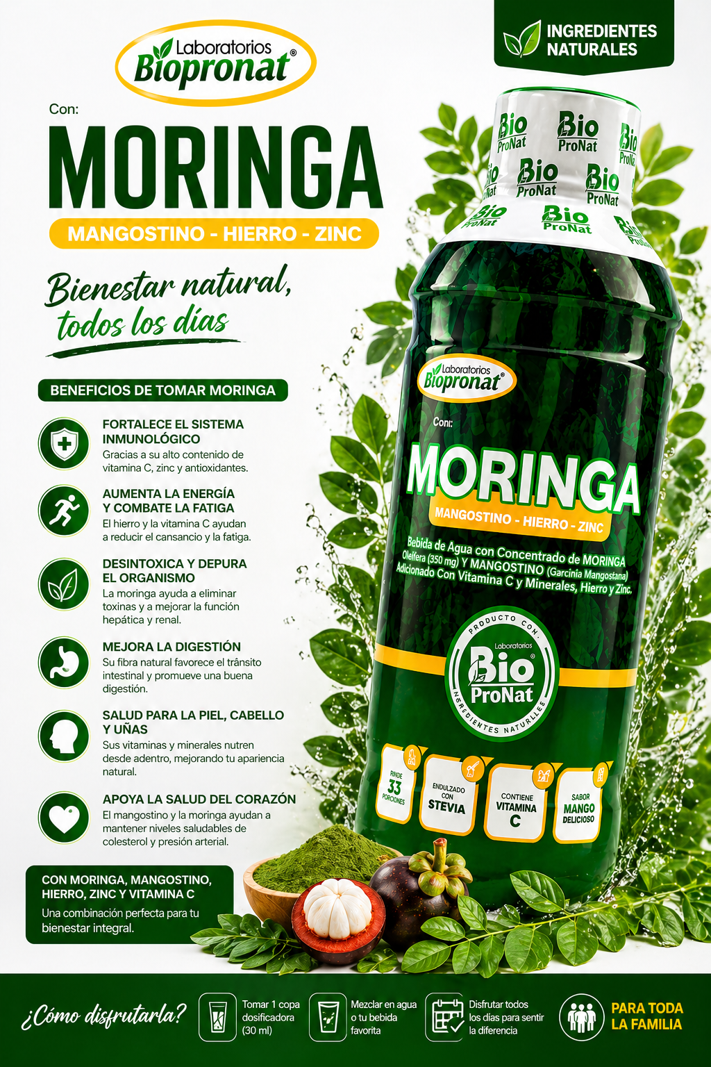 Moringa + Garcinia Mangostana 1000 ml | Suplemento Natural Líquido