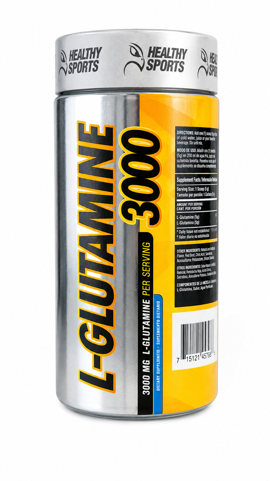 L-Glutamina 3000 mg | 120 Cápsulas | Recuperación Muscular – Healthy Sports