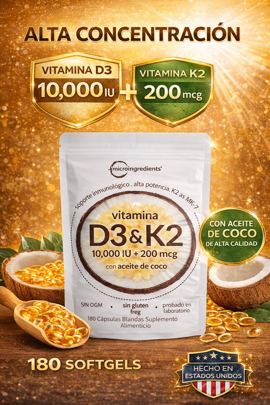 VITAMINA D3 Y K2 X 180 SOFTEGELS